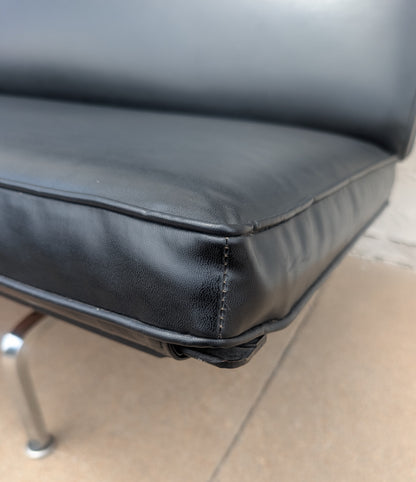 Mid Century Modern Early Generation Herman Miller Black Sofa Compact