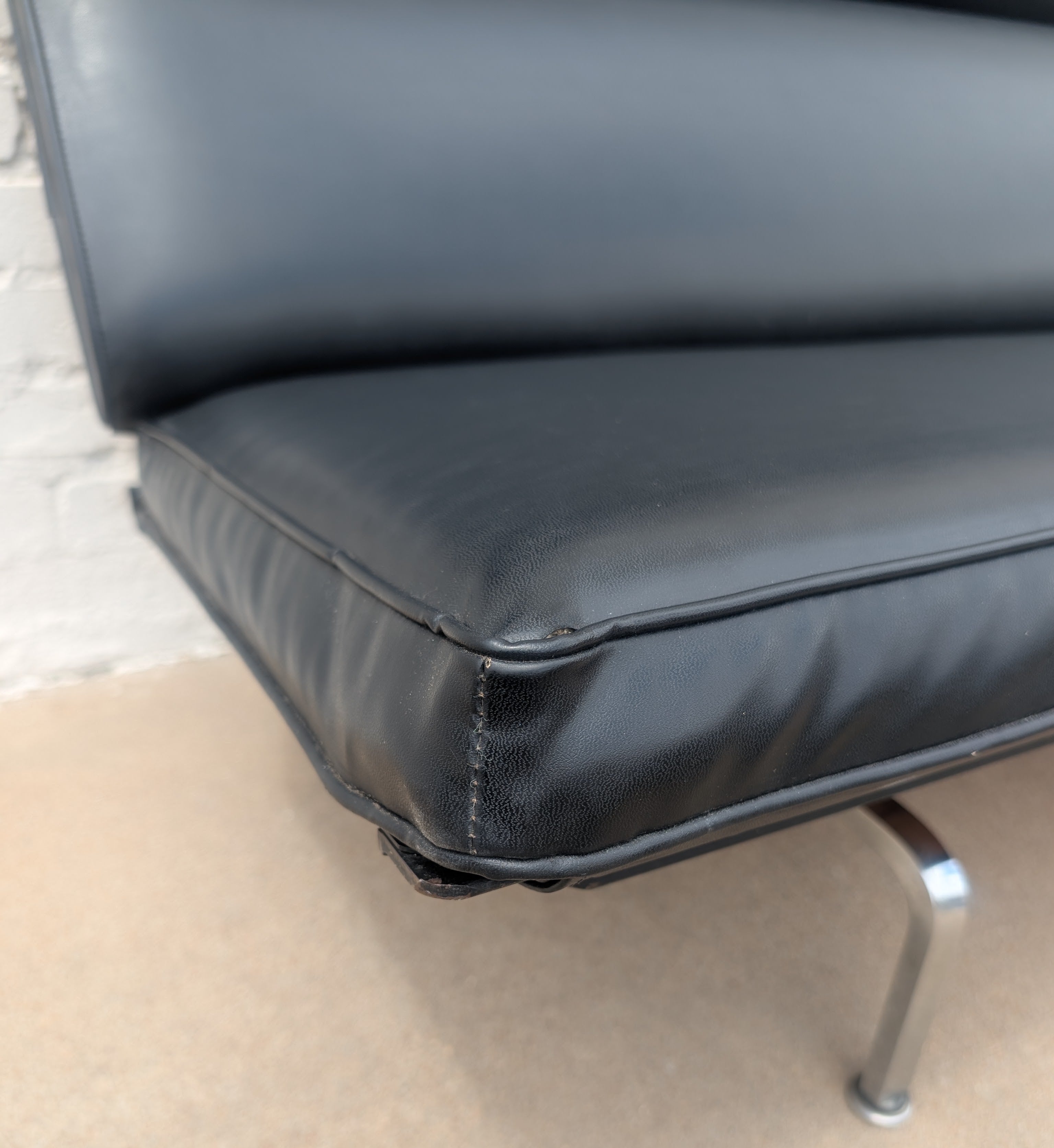 Mid Century Modern Early Generation Herman Miller Black Sofa Compact