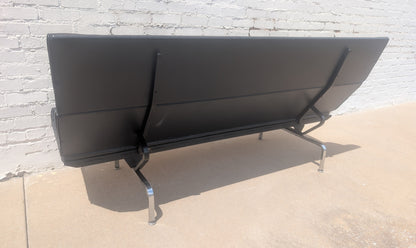 Mid Century Modern Early Generation Herman Miller Black Sofa Compact