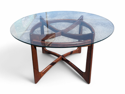 Mid Century Modern Adrian Pearsall Walnut and Glass Compass Dining Table