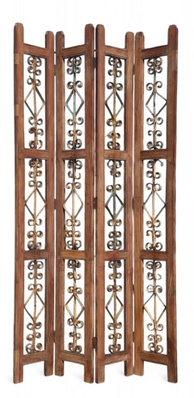 Rustic French Oak and Iron Screen Divider