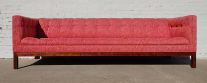 Mid Century Modern Walnut Base Tufted Sofa
