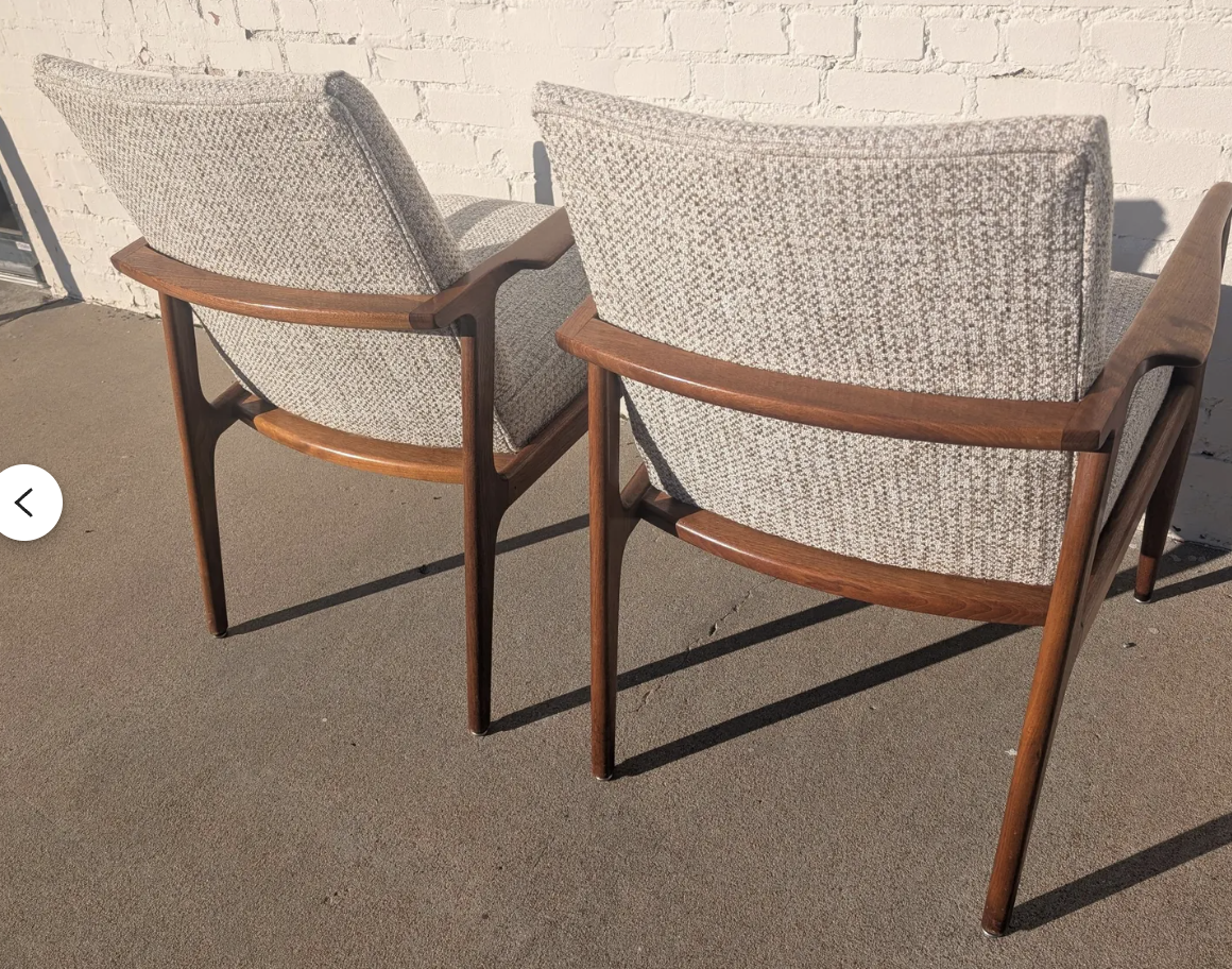 Mid-Century Modern Walnut Side Chairs – Pair