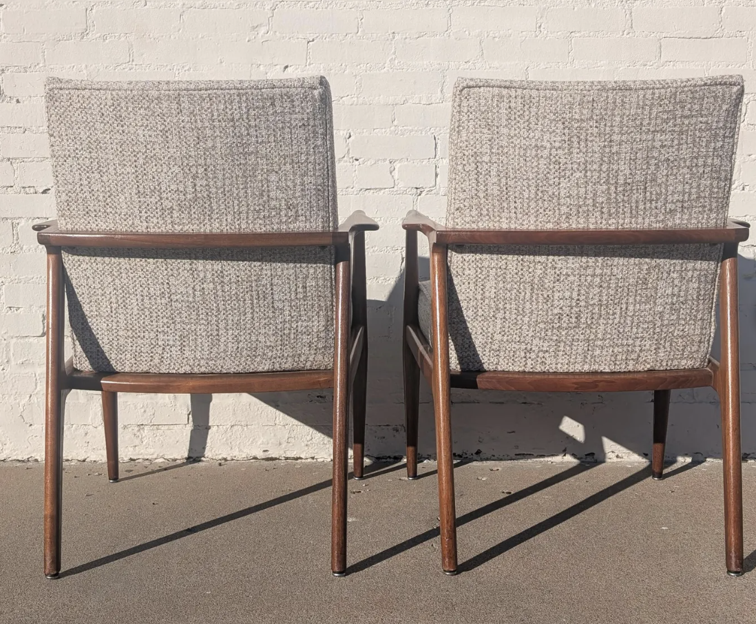 Mid-Century Modern Walnut Side Chairs – Pair