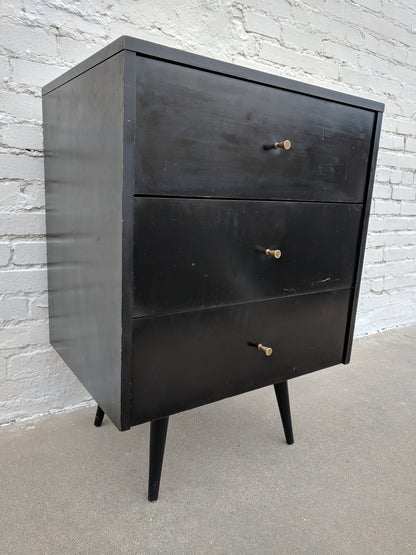 Mid Century Modern Paul McCobb Black Lacquer Three Drawer Dresser