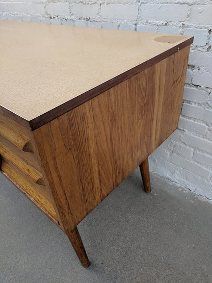 Mid Century Modern Solid Oak Desk with Laminate Top by Jack van der molen