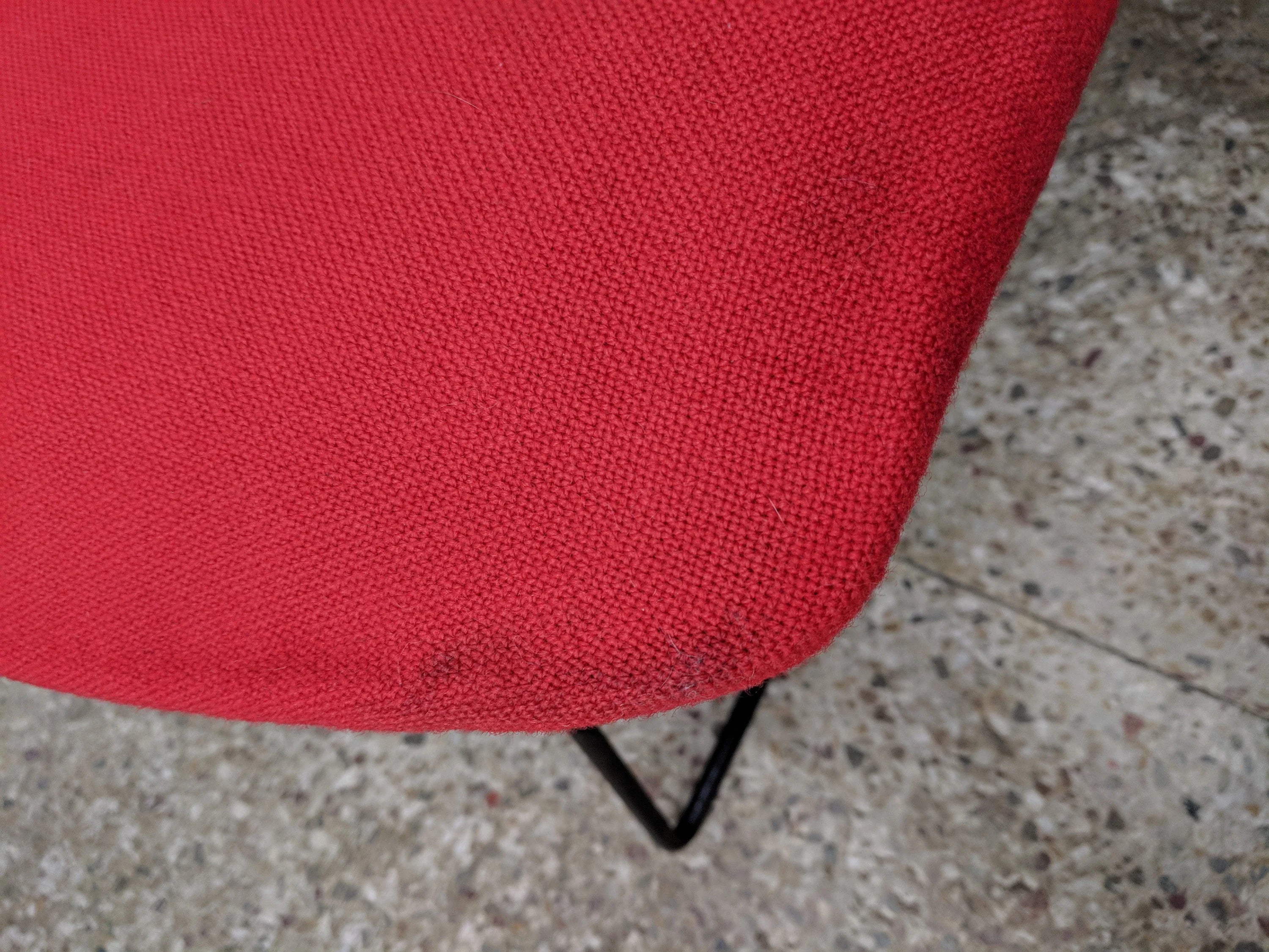 Mid Century Modern Red Knoll Bertoia Bird Chair and Ottoman