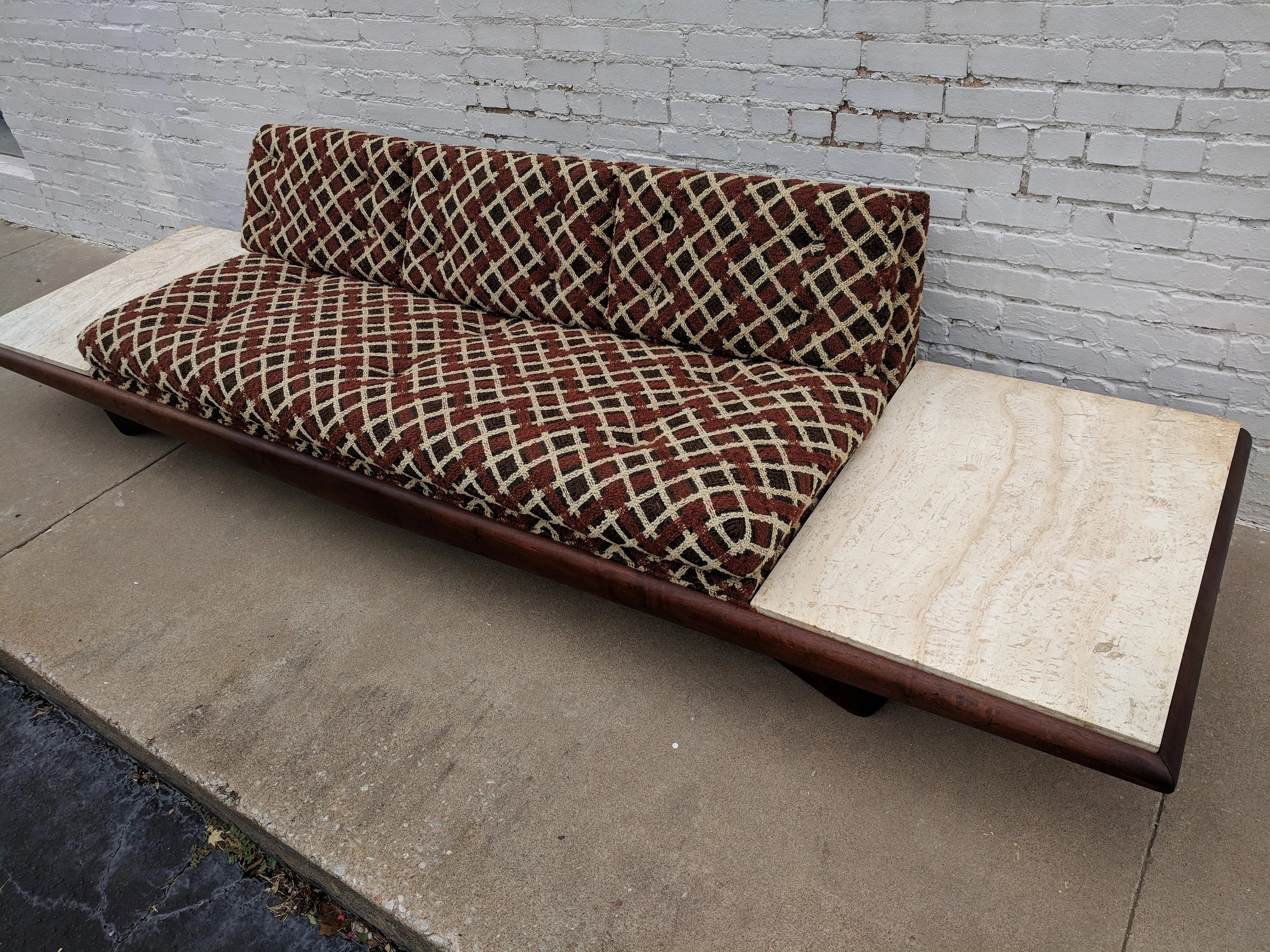 Mid Century Modern Adrian Pearsall Tavertine Side Table Boomerang Leg Sofa