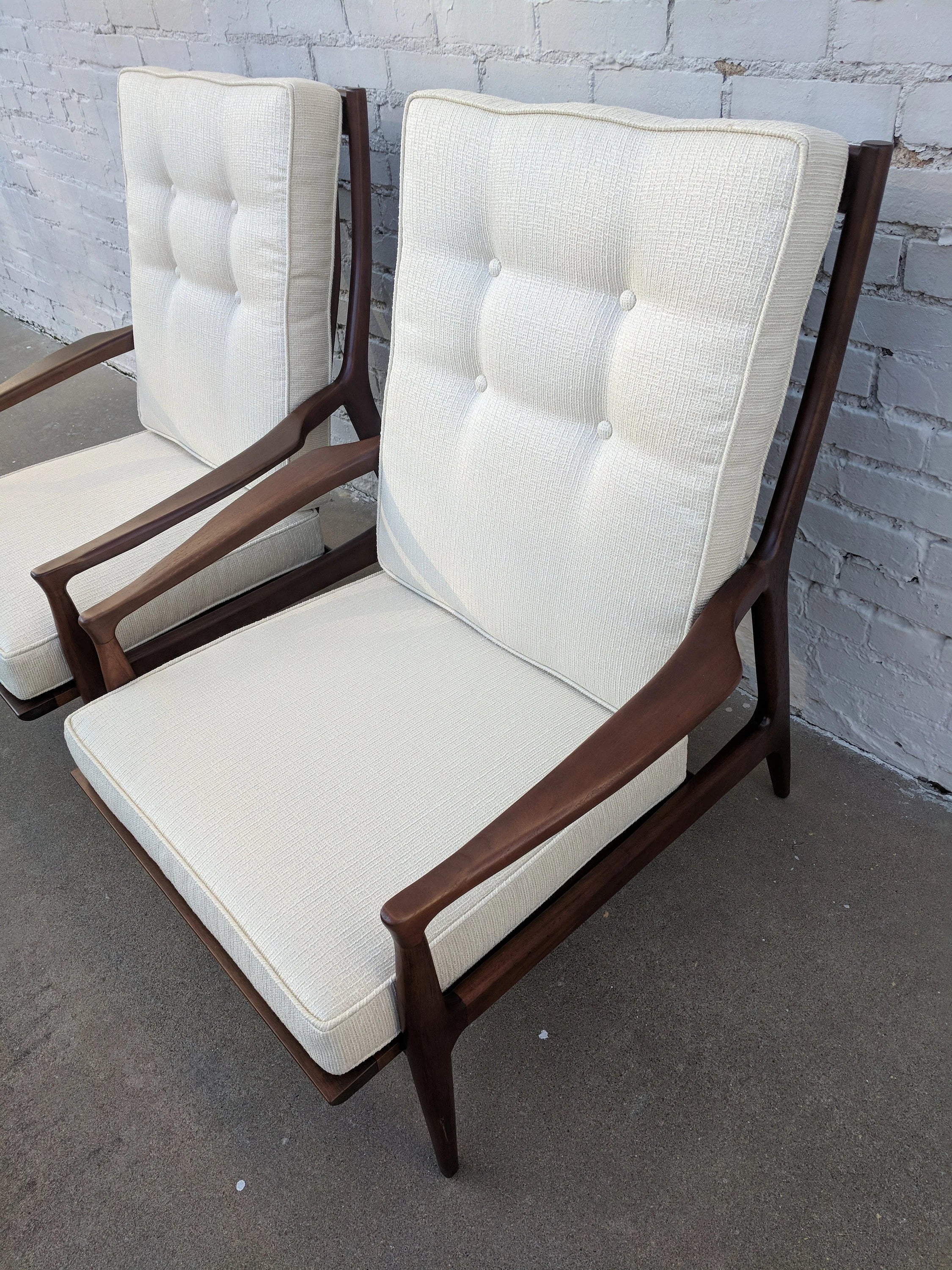 Mid Century Modern Milo Baughman Walnut Lounge Chairs