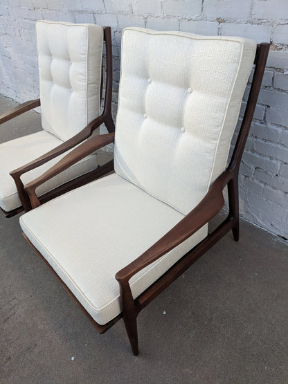 Mid Century Modern Milo Baughman Walnut Lounge Chairs