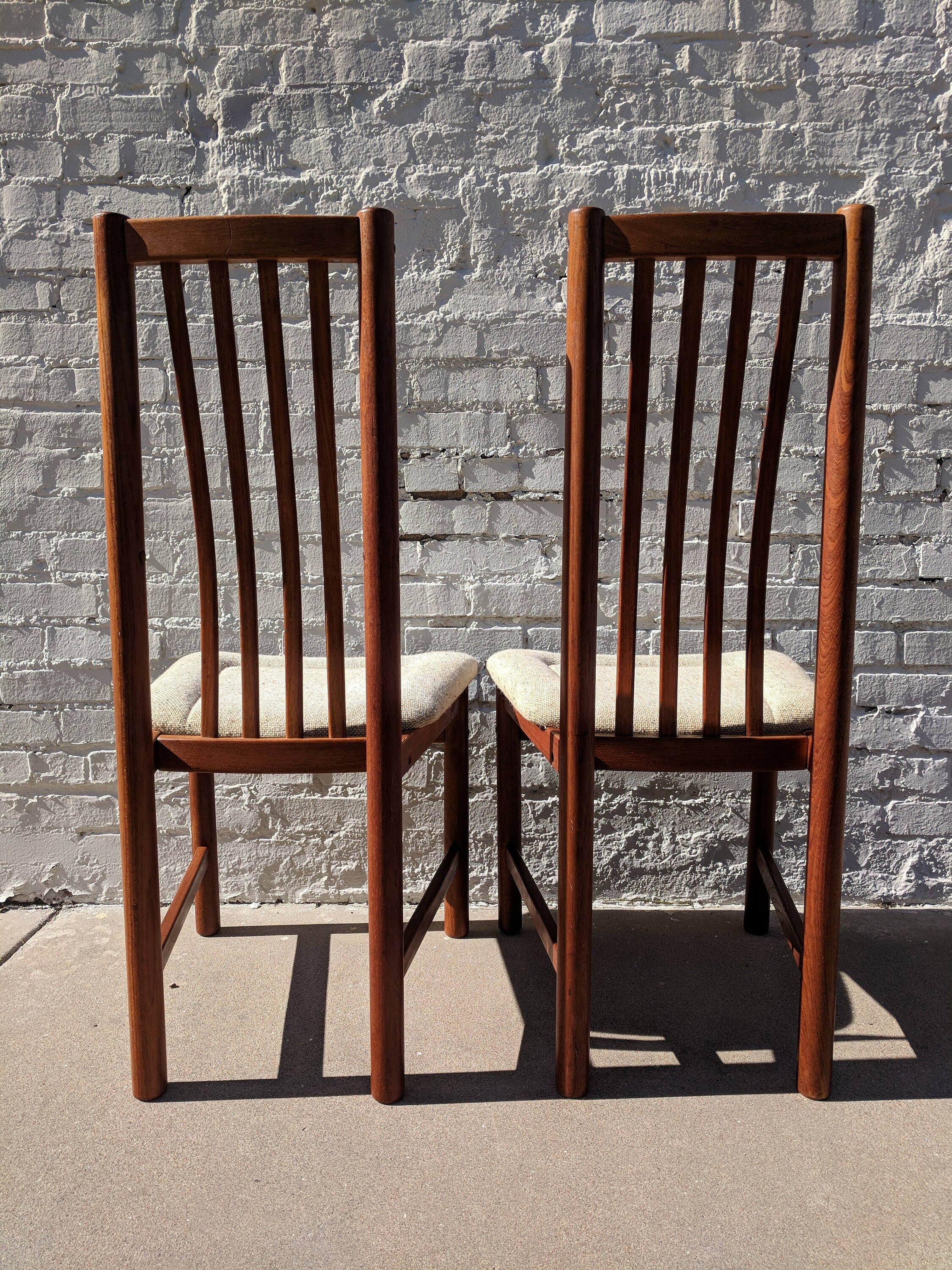 Mid Century Modern Danish D Scan Teak Dining Chairs Set of 4