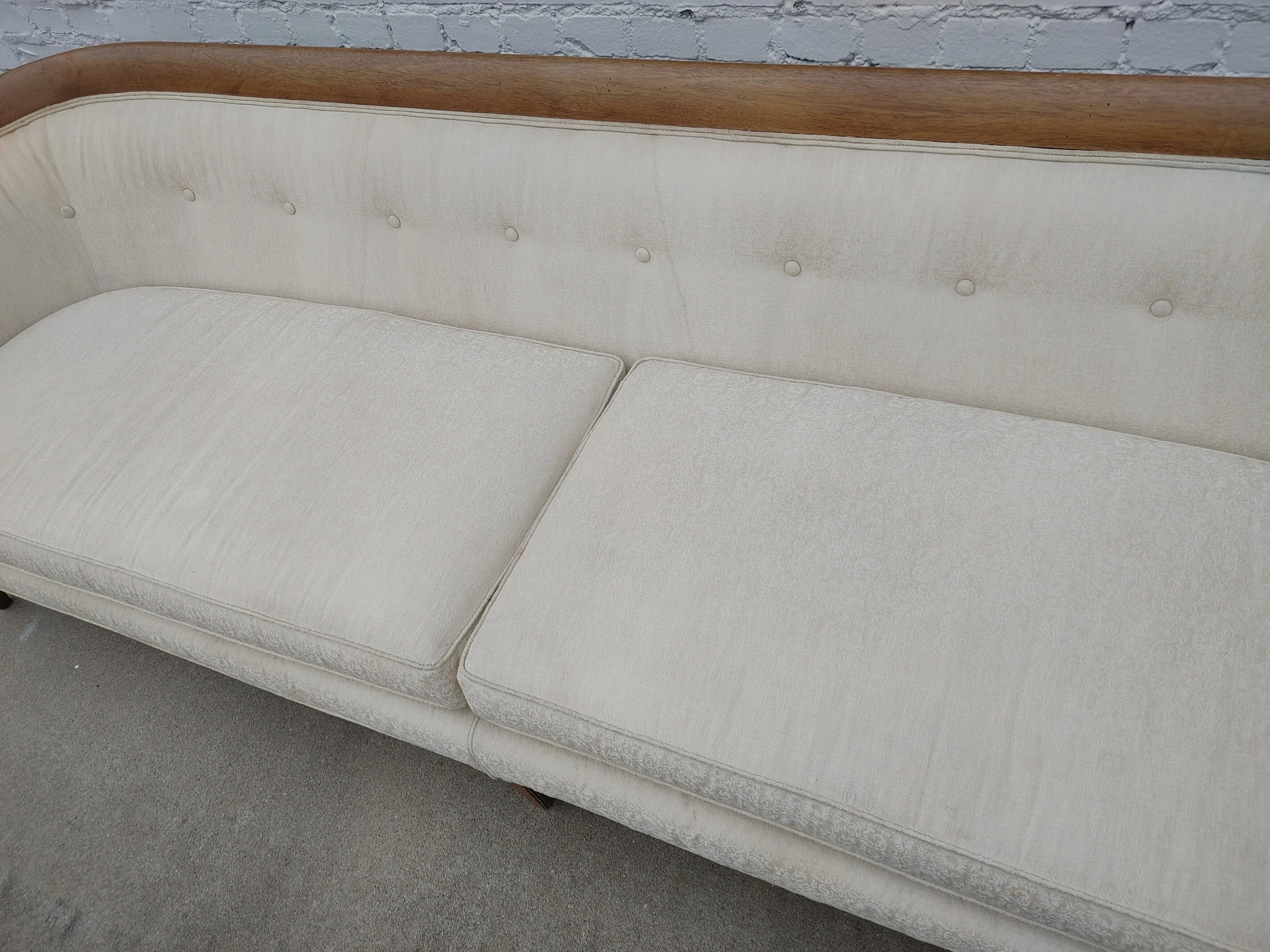 Mid Century Modern Drexel Walnut Trim Sofa
