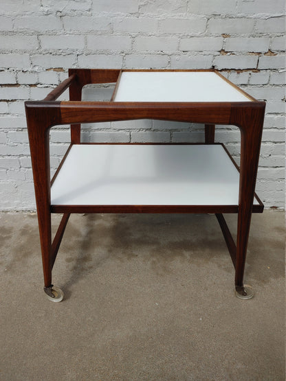 Mid Century Modern Rolling Bar in Walnut