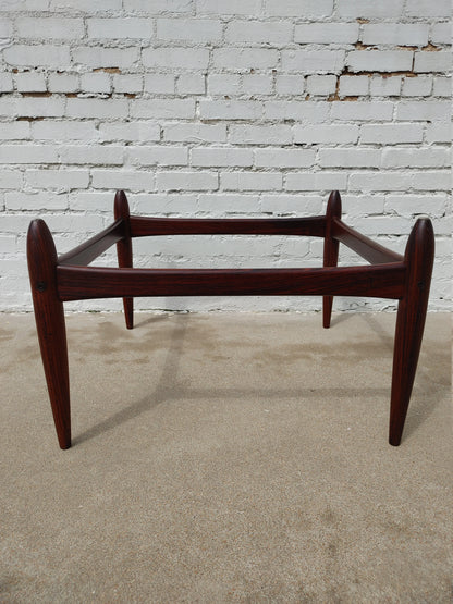 Mid Century Modern Rosewood & Glass Coffee Table