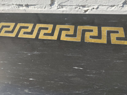 Mid Century Modern Greek Key Marble and Brass Table