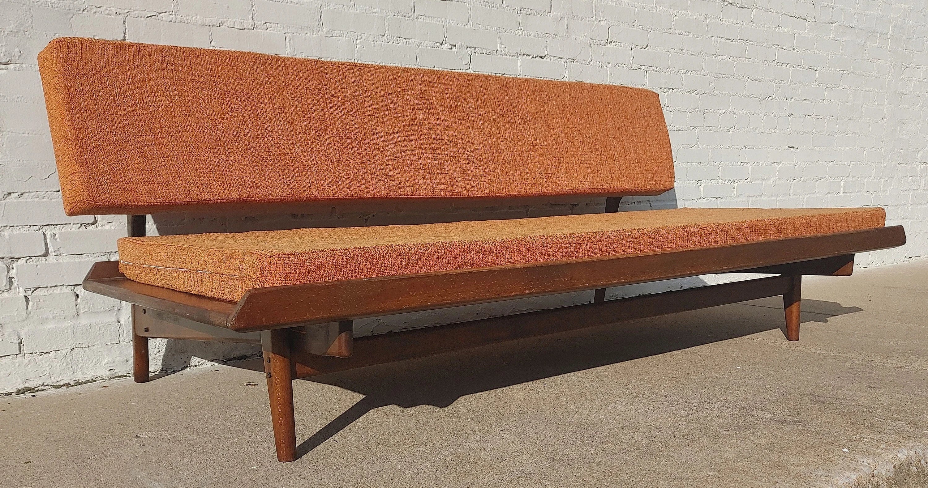 Mid Century Danish Modern Solid Walnut Daybed Sofa Attributed to Grete Jalk