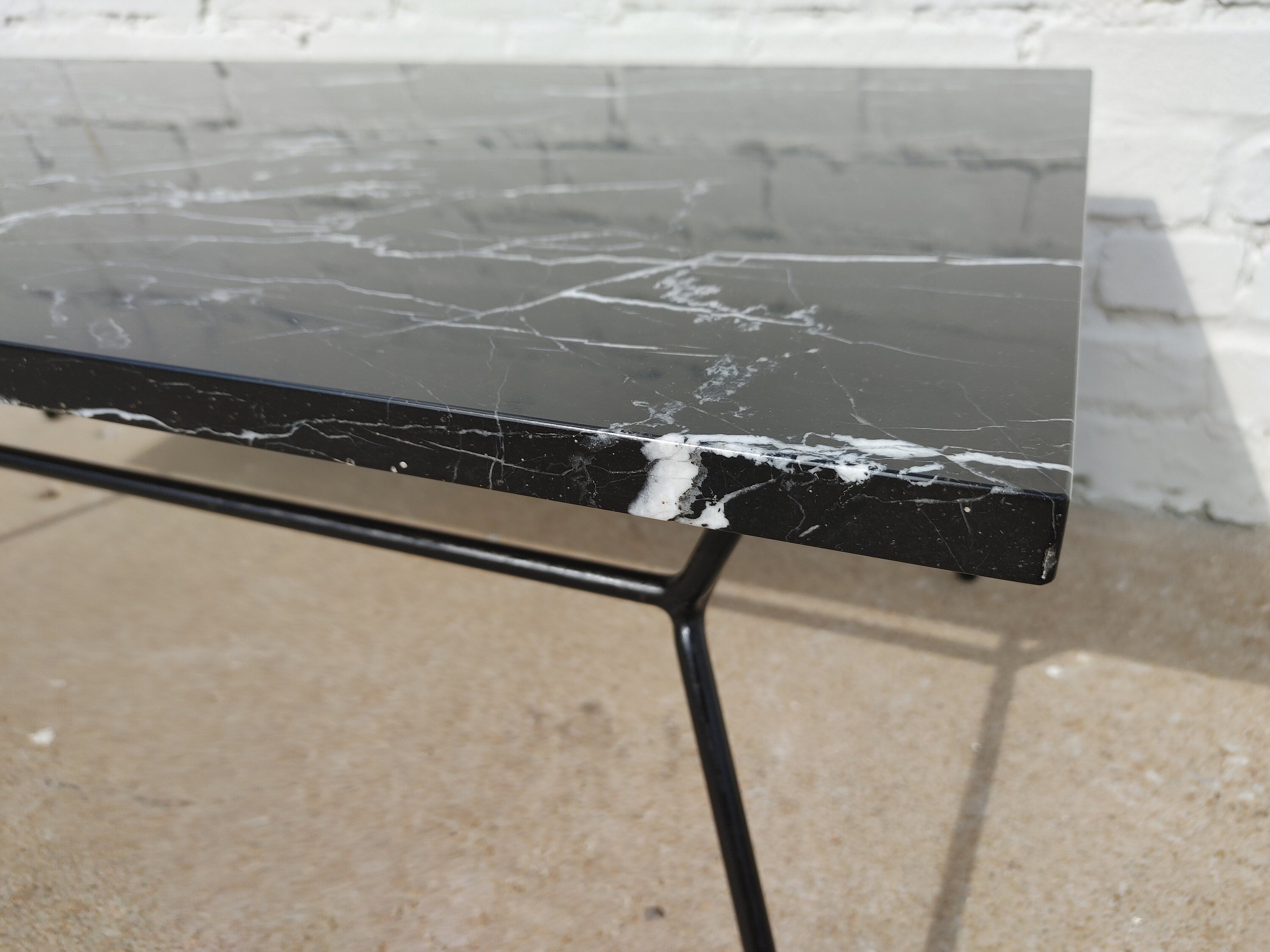 Mid Century Modern Marble and Iron Table