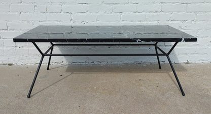 Mid Century Modern Marble and Iron Table