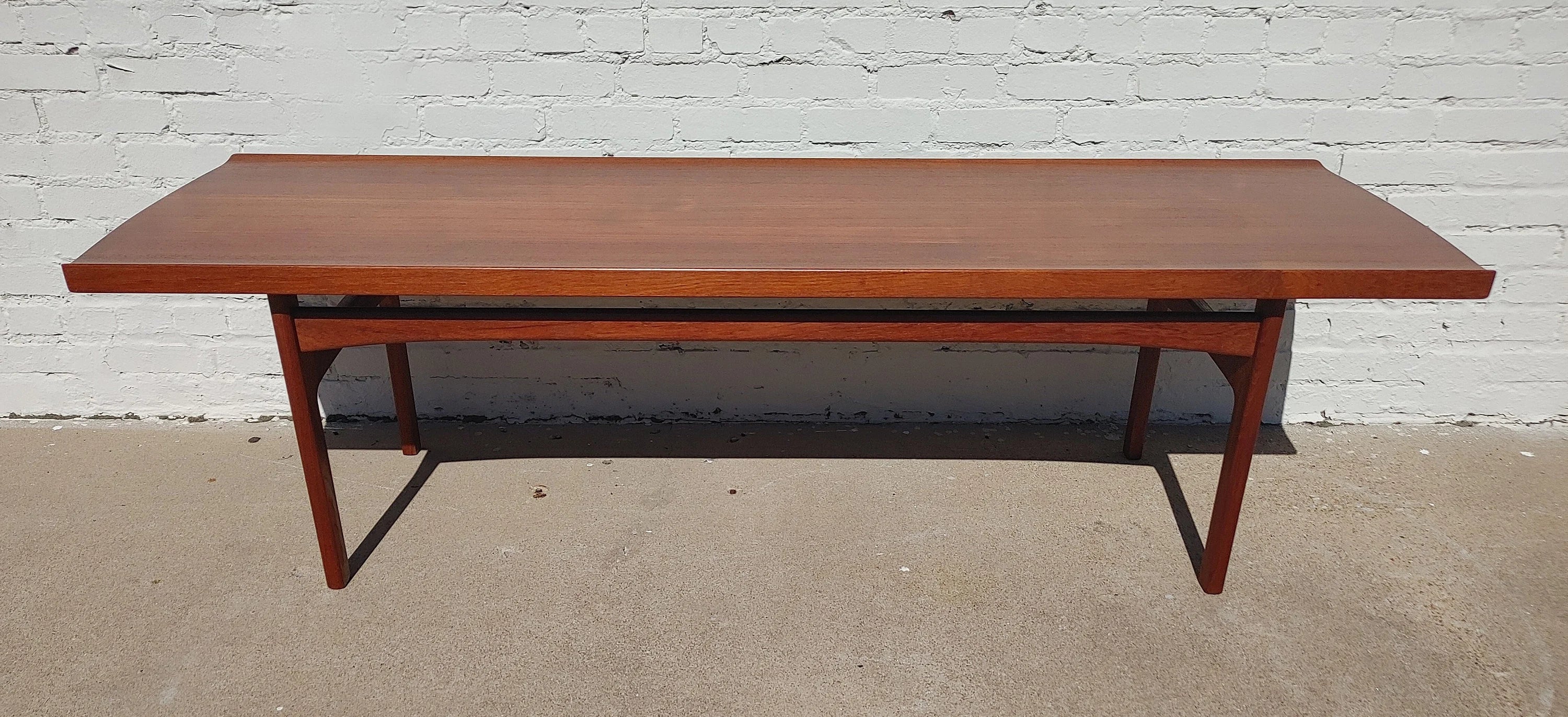 Mid Century Danish Modern Solid Teak Coffee Table by Seffle