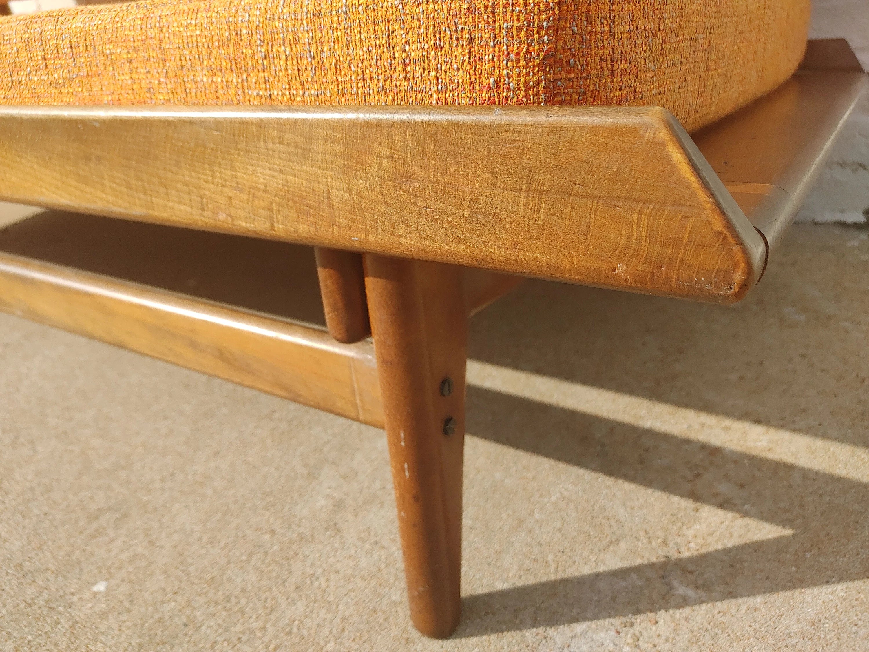 Mid Century Danish Modern Solid Walnut Daybed Sofa Attributed to Grete Jalk