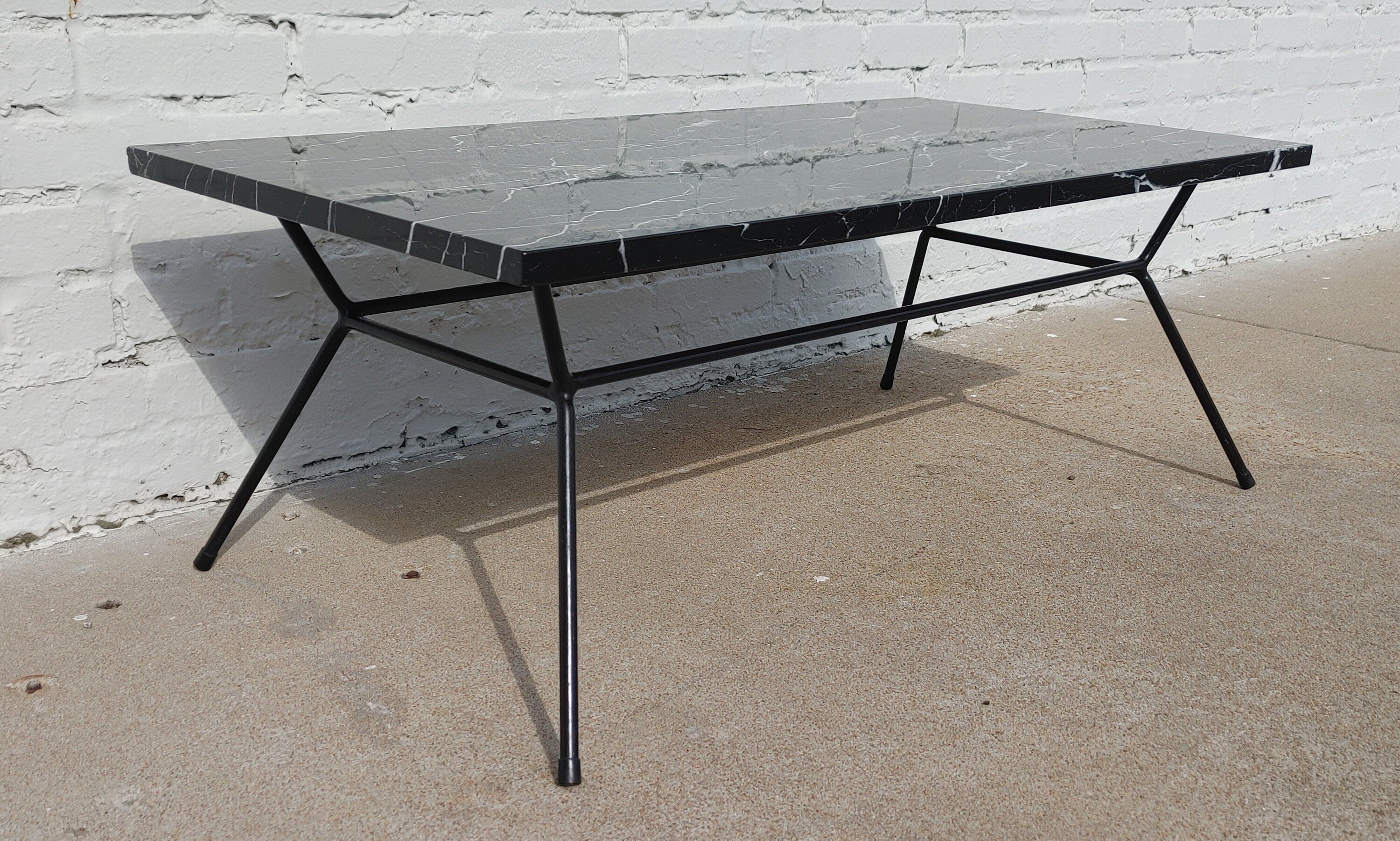 Mid Century Modern Marble and Iron Table