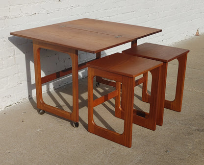 Mid Century English Modern McIntosh Teak Flip Top Nesting Tables