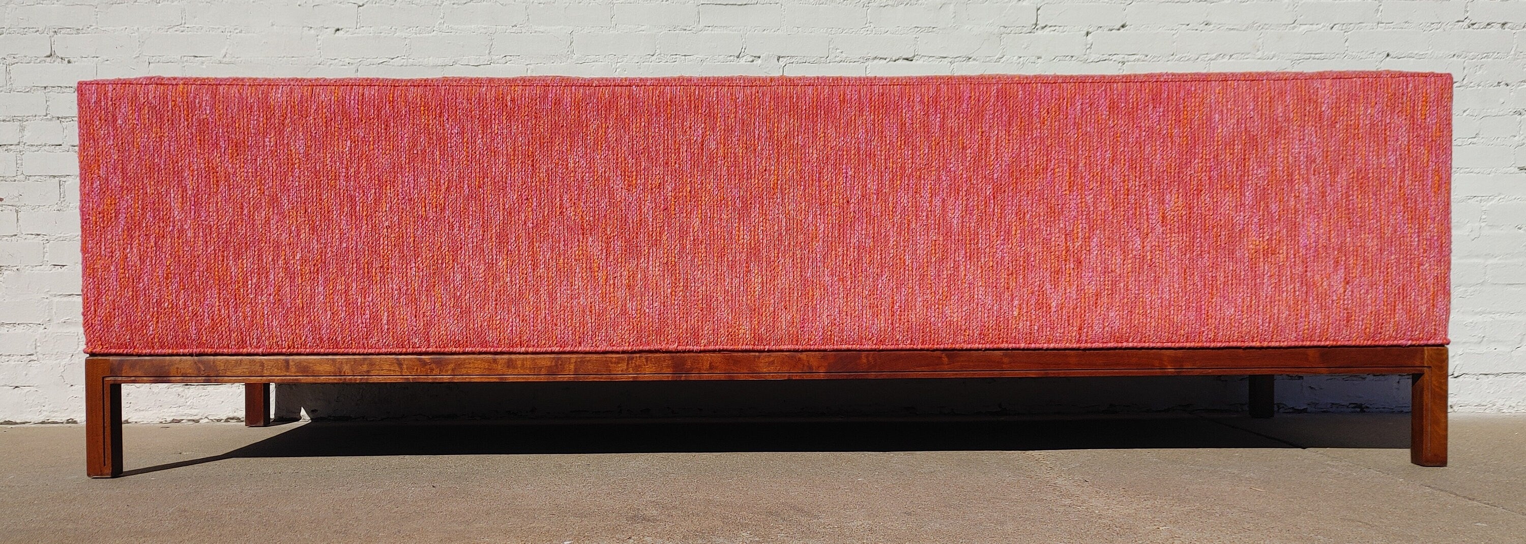 Mid Century Modern Walnut Base Tufted Sofa