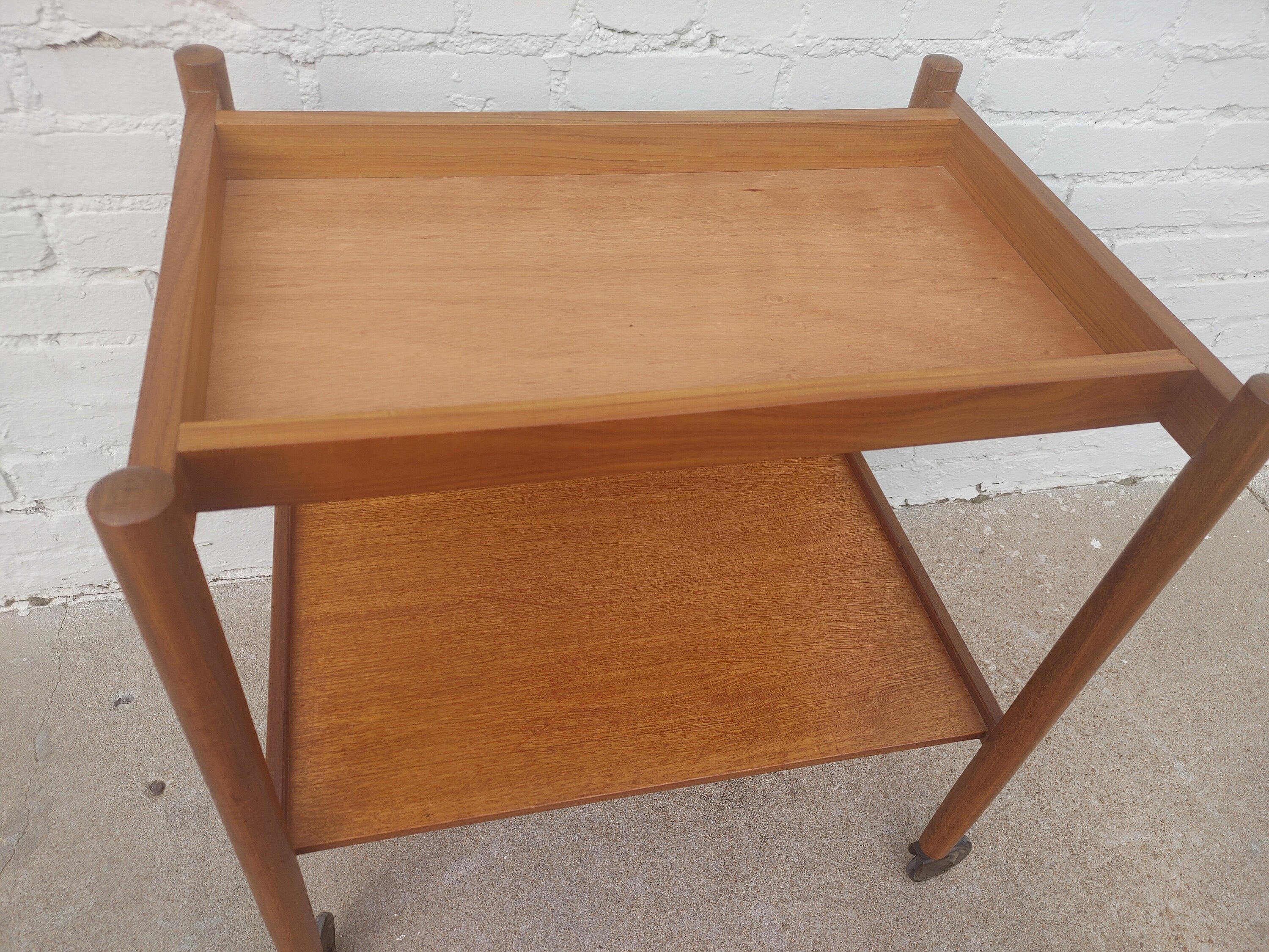 Mid Century Danish Modern Teak Rolling Bar