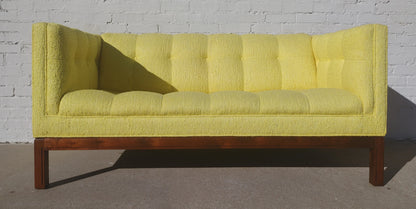 Mid Century Modern Walnut Base Tufted Sofa