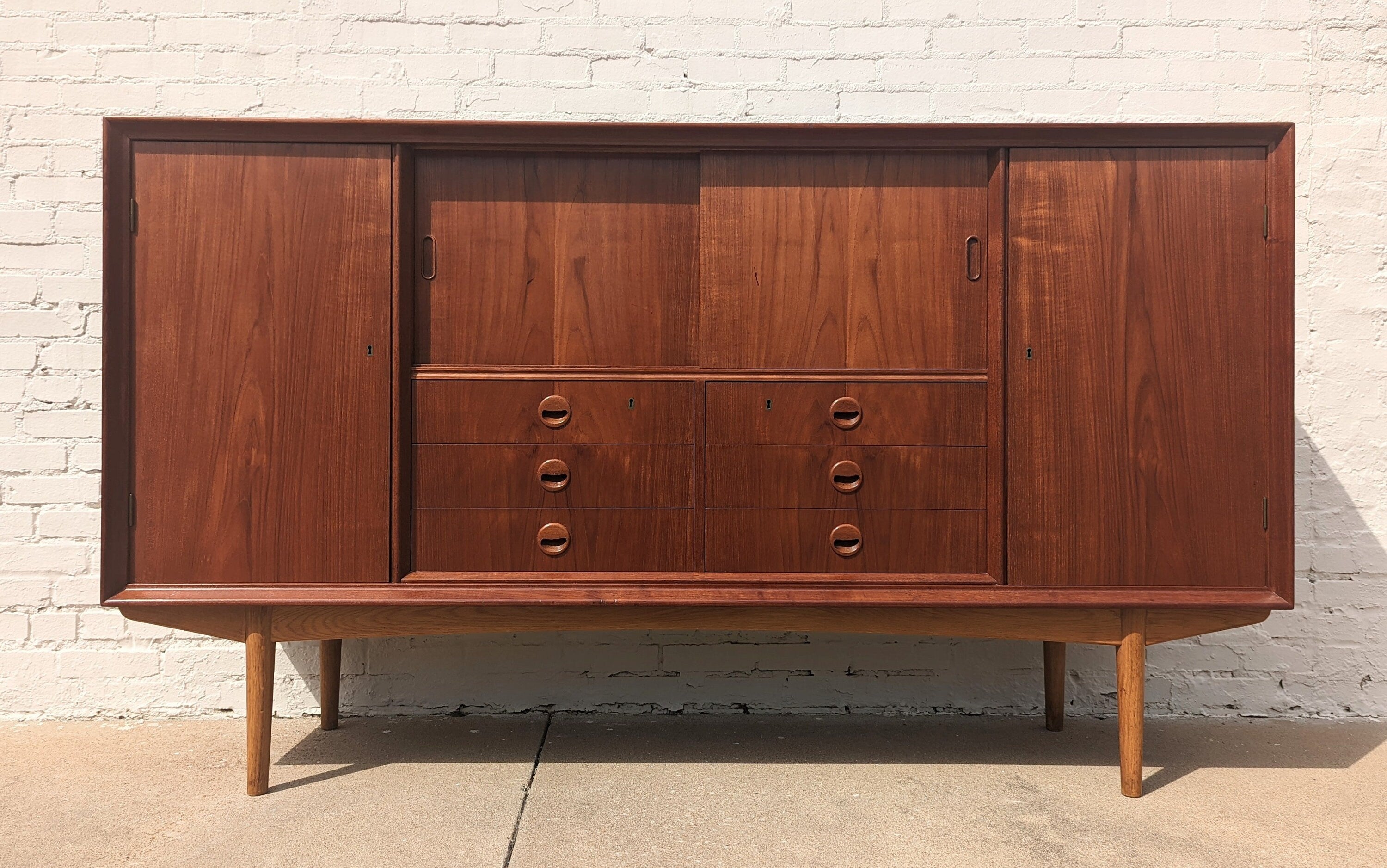 Mid Century Danish Modern Teak Highboard Cabinet