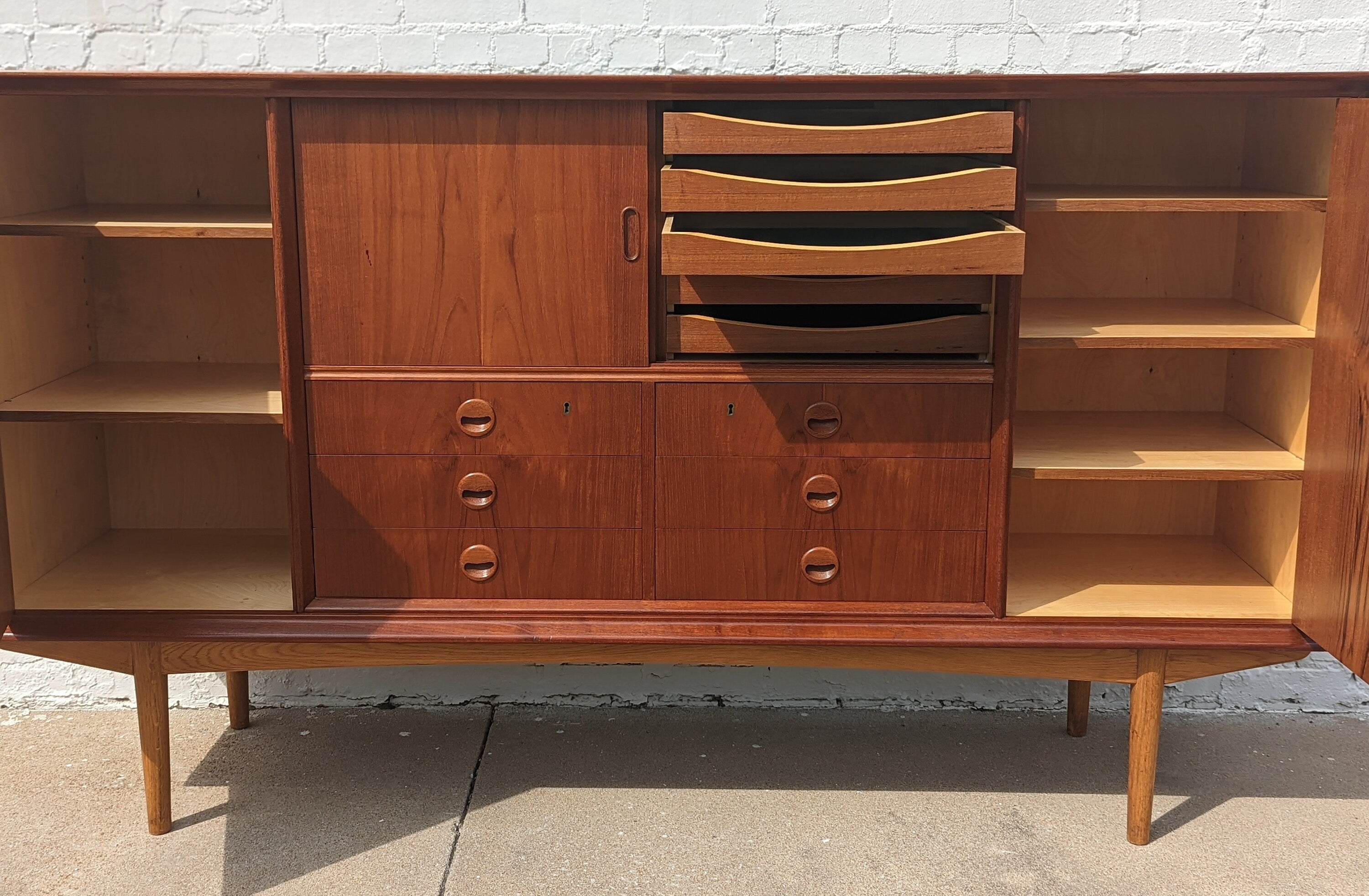 Mid Century Danish Modern Teak Highboard Cabinet