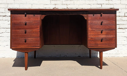 Mid Century Danish Modern Teak Double Sided Desk