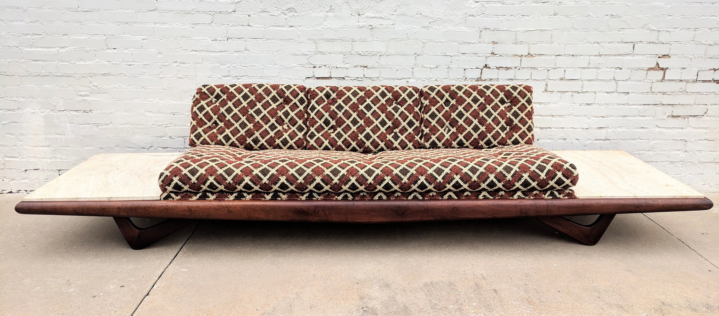 Mid Century Modern Adrian Pearsall Tavertine Side Table Boomerang Leg Sofa