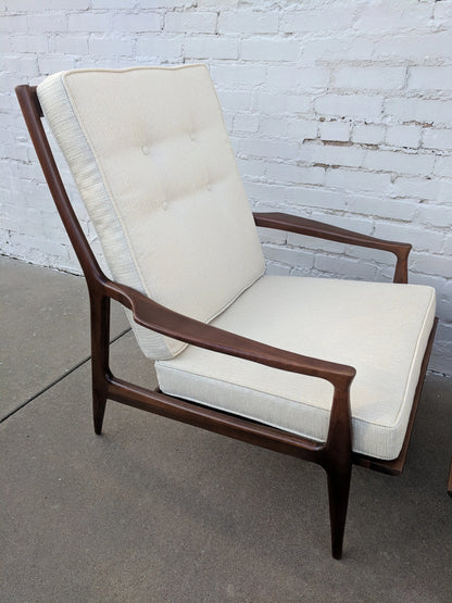 Mid Century Modern Milo Baughman Walnut Lounge Chairs