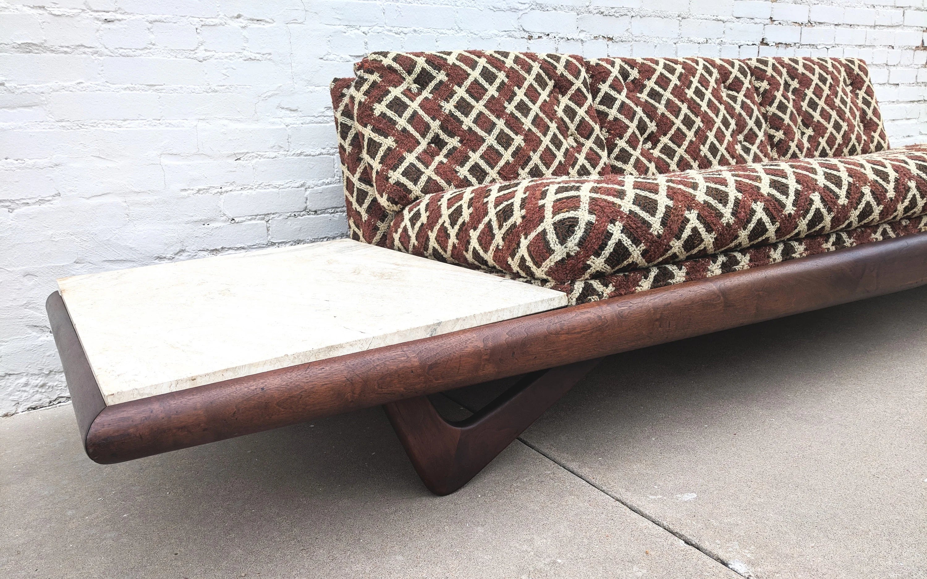 Mid Century Modern Adrian Pearsall Tavertine Side Table Boomerang Leg Sofa