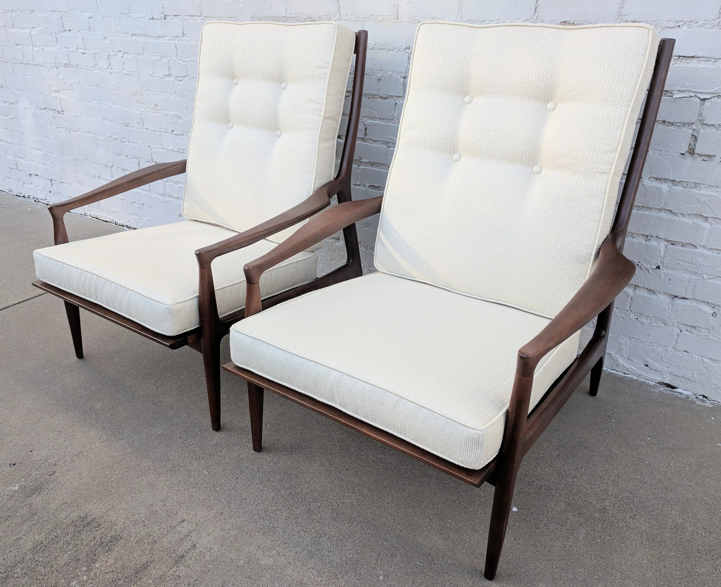 Mid Century Modern Milo Baughman Walnut Lounge Chairs