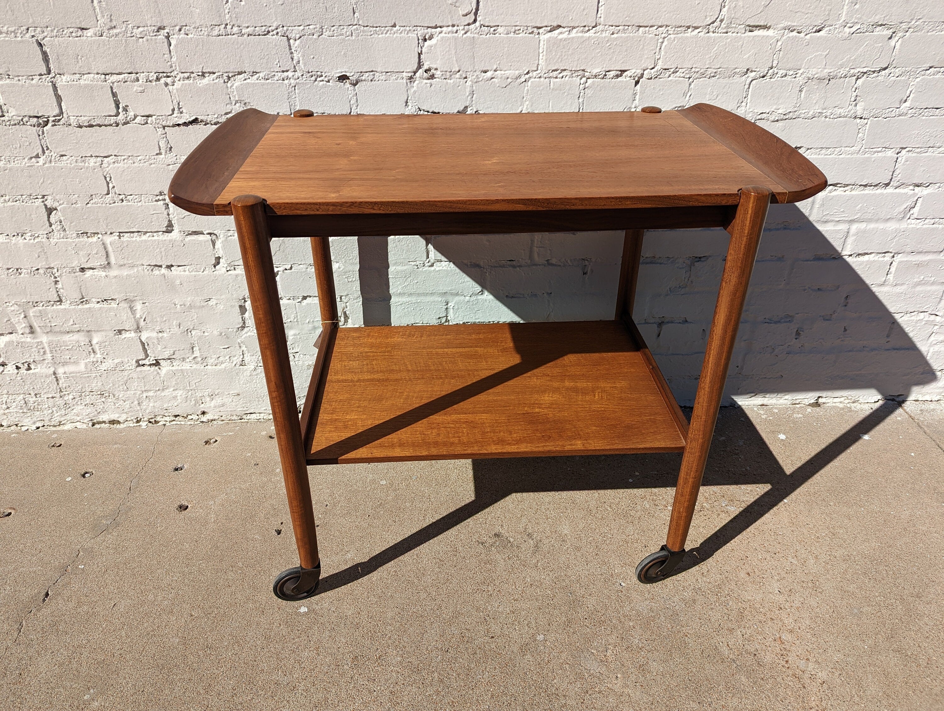 Mid Century Danish Modern Teak Rolling Bar