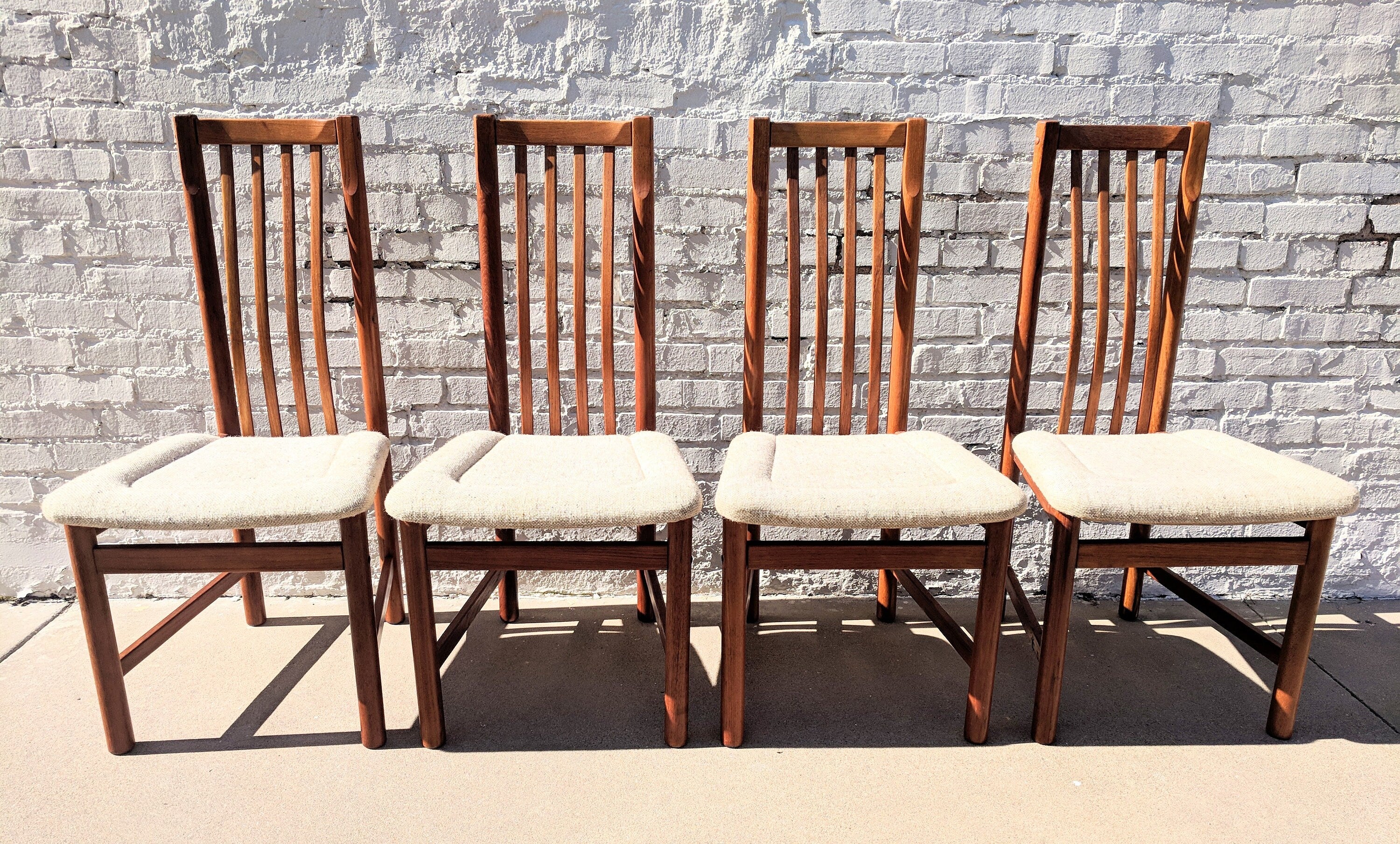 Mid Century Modern Danish D Scan Teak Dining Chairs Set of 4