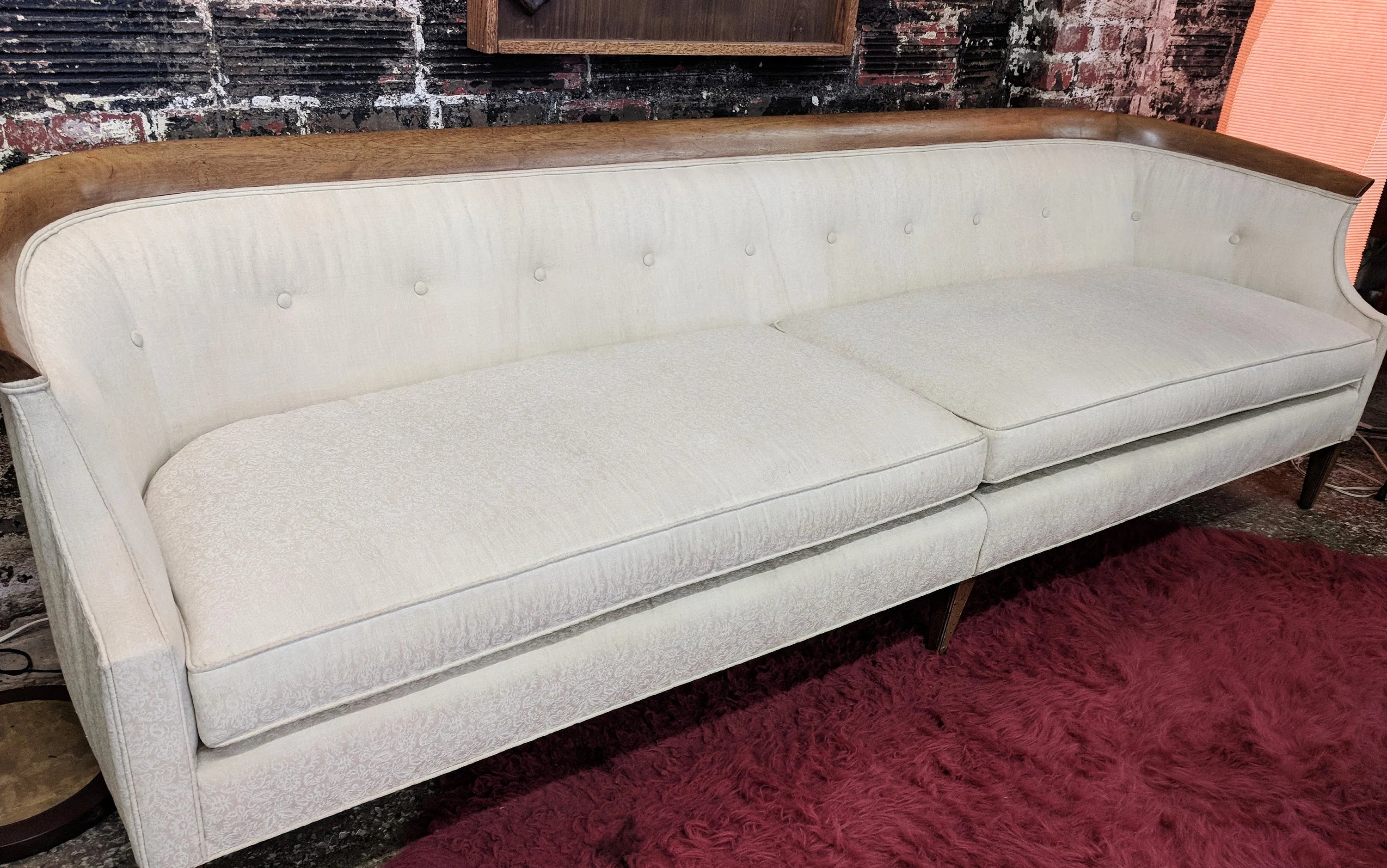 Mid Century Modern Drexel Walnut Trim Sofa