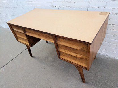 Mid Century Modern Solid Oak Desk with Laminate Top by Jack van der molen
