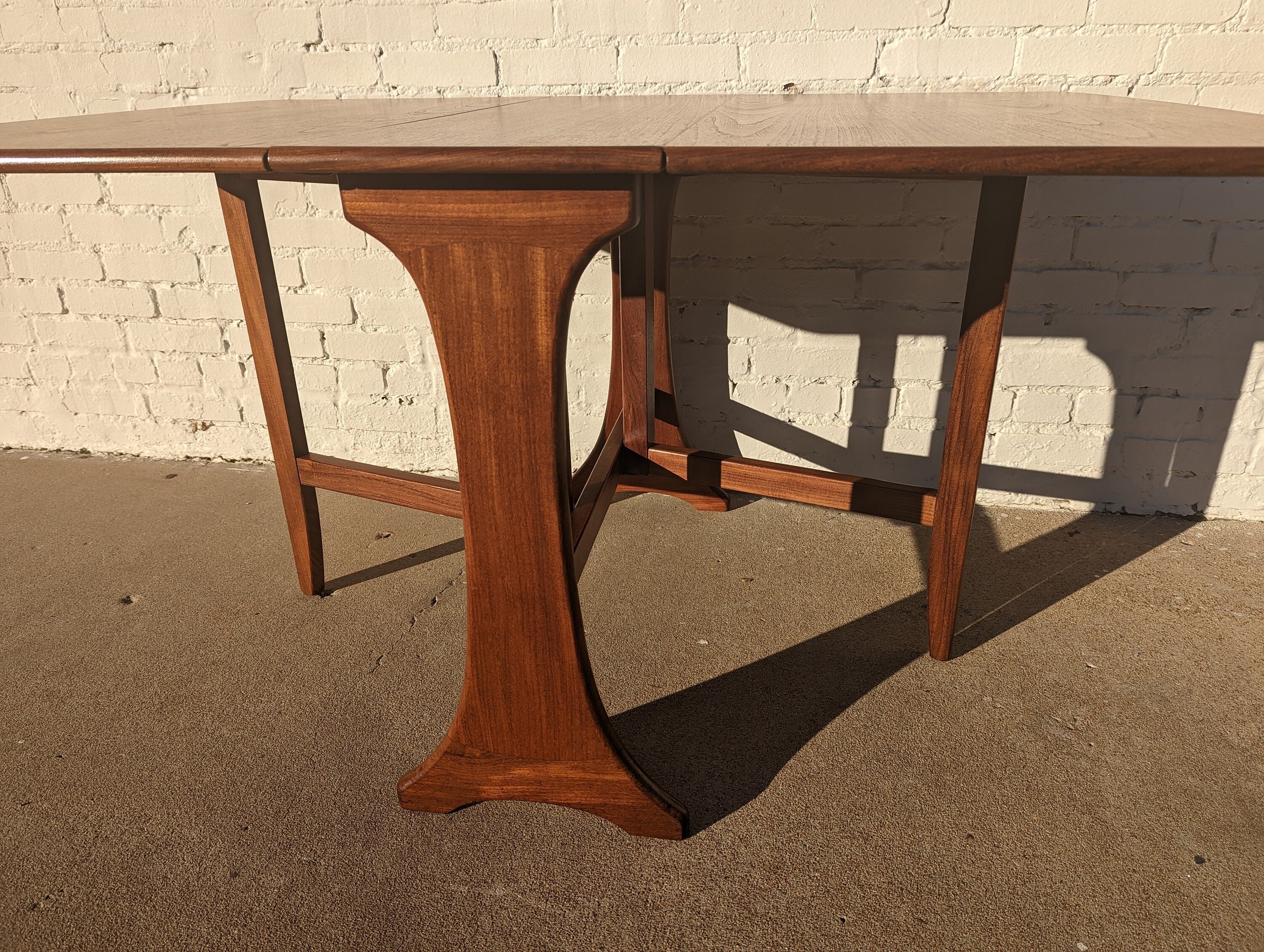 Mid Century English Modern Drop Leaf Dining Table