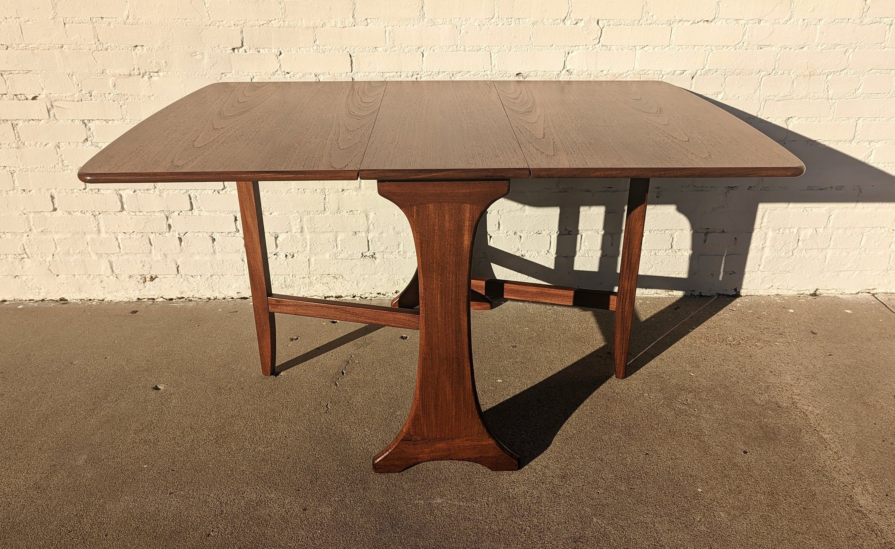 Mid Century English Modern Drop Leaf Dining Table