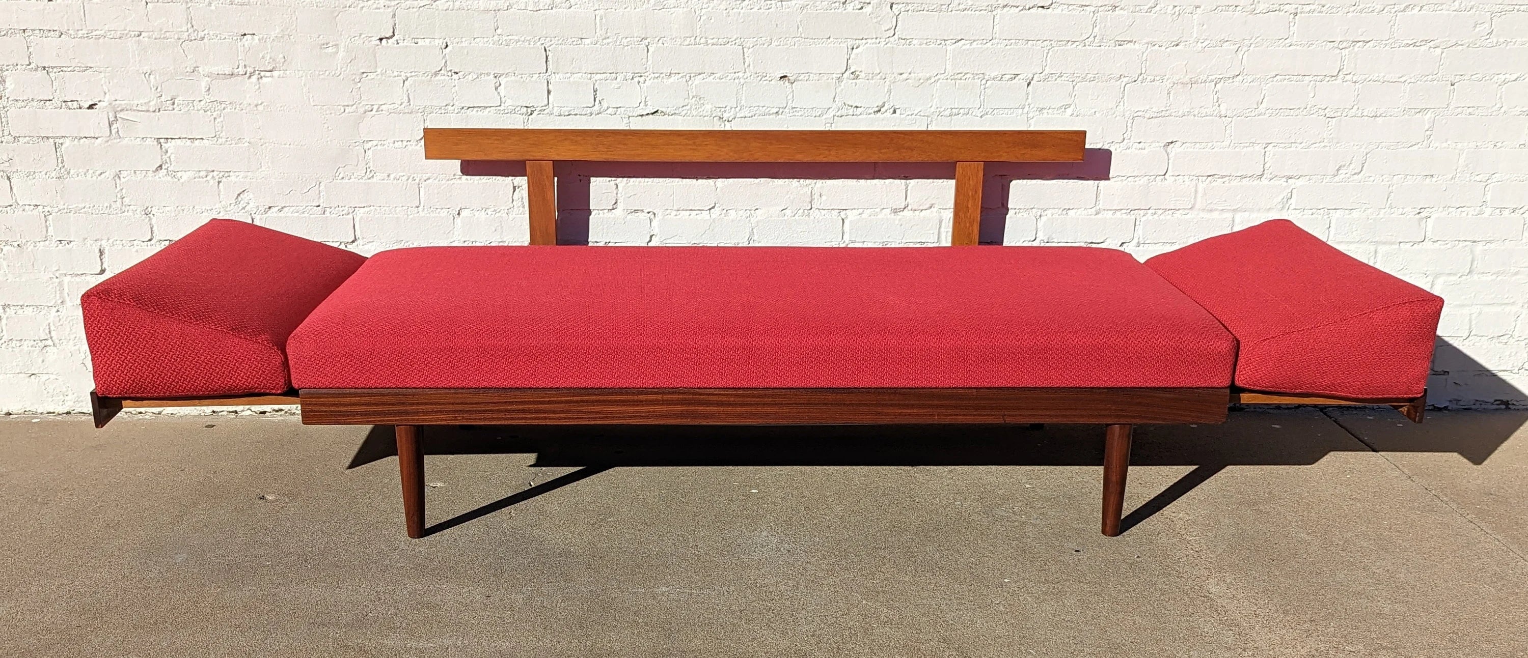 Mid Century Scandinavian Red Sleeper Sectional