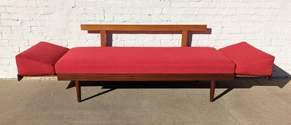 Mid Century Scandinavian Red Sleeper Sectional
