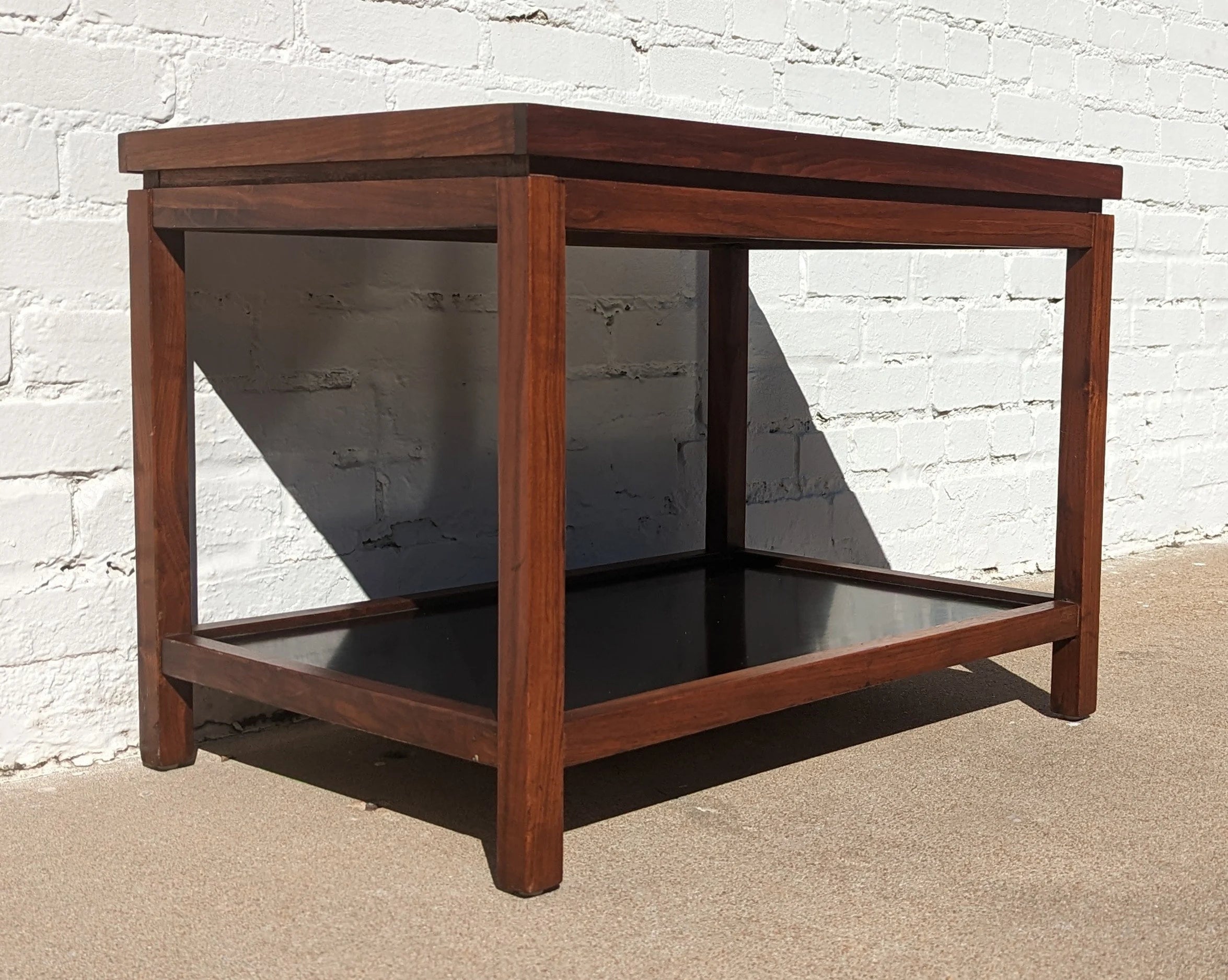 Mid Century Modern Walnut Parquet Side Table