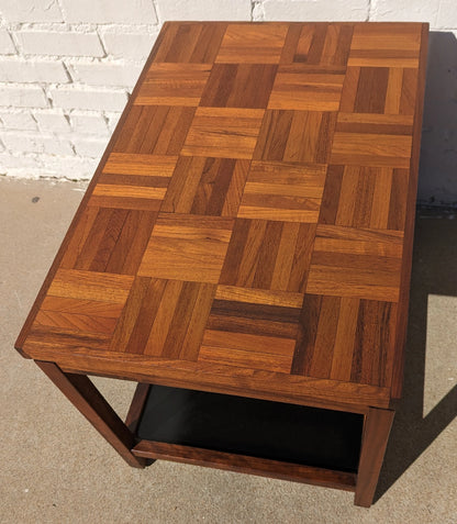 Mid Century Modern Walnut Parquet Side Table