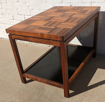 Mid Century Modern Walnut Parquet Side Table
