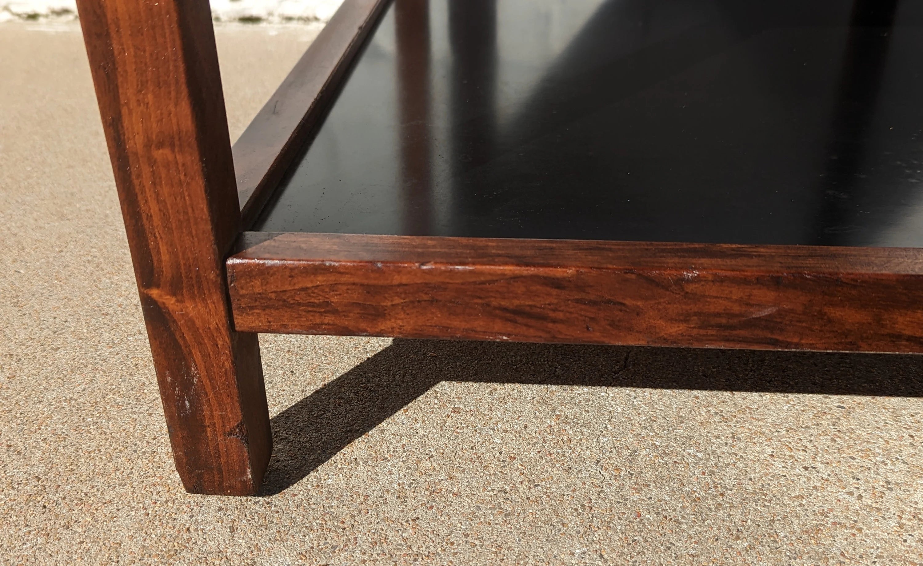 Mid Century Modern Walnut Parquet Side Table