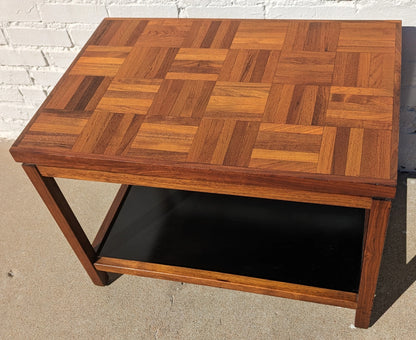 Mid Century Modern Walnut Parquet Side Table