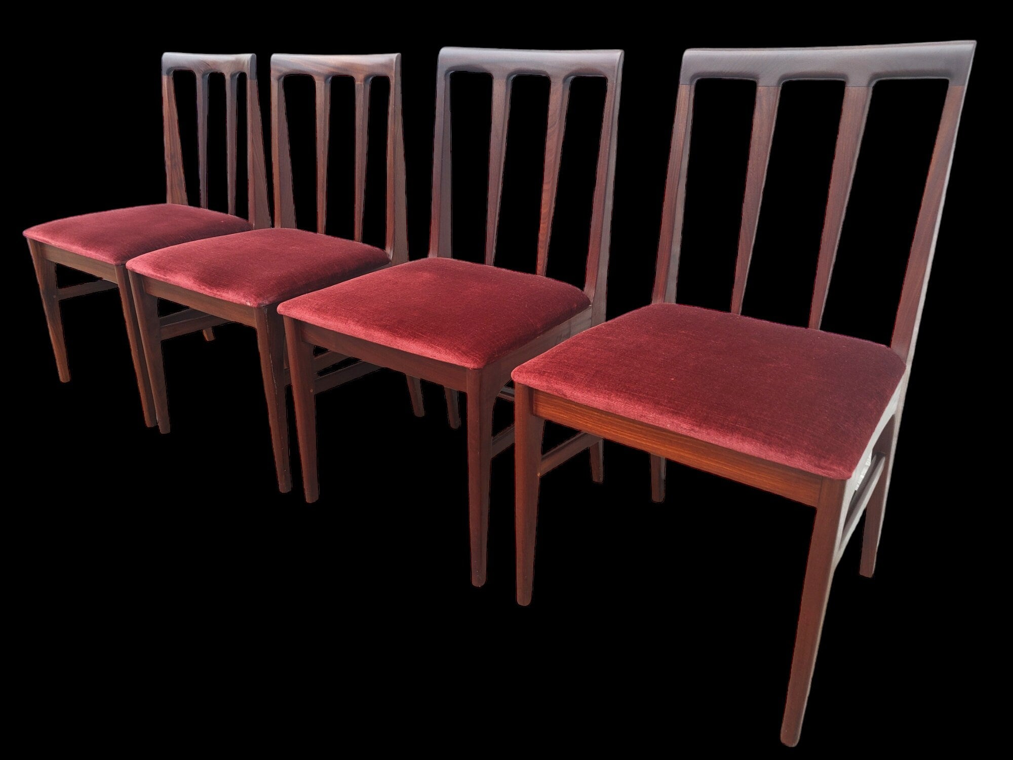 Mid Century English Modern Solid Teak Dining Chairs by Younger